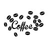 Ścienna naklejka z napisem Coffee i ziarnami kawy