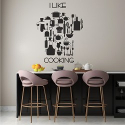 Naklejka z napisem „I like cooking” w kształcie czapki szefa kuchni
