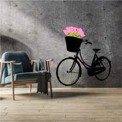Rowerowa naklejka ścienna z tulipanami – styl holenderski w Twoim wnętrzu.