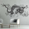 Grafitowy smok jako naklejka ścienna, industrialny charakter salonu